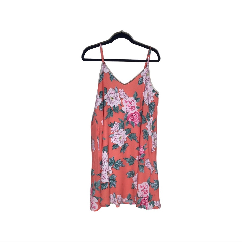 BTFBM Bright Orange Floral Sundress with pockets